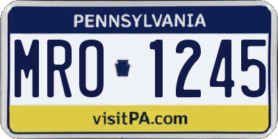 PA license plate MRO1245