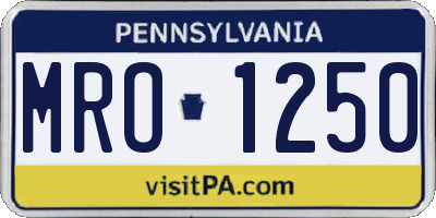 PA license plate MRO1250