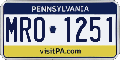 PA license plate MRO1251