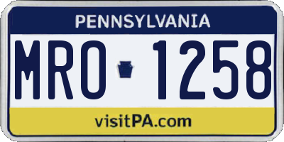 PA license plate MRO1258