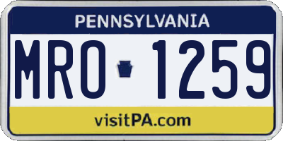 PA license plate MRO1259