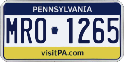 PA license plate MRO1265