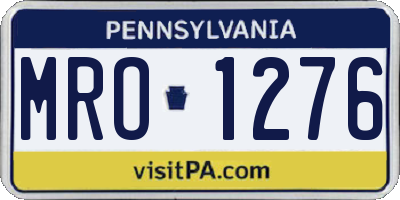 PA license plate MRO1276