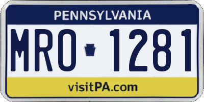 PA license plate MRO1281