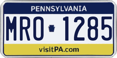 PA license plate MRO1285