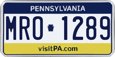 PA license plate MRO1289