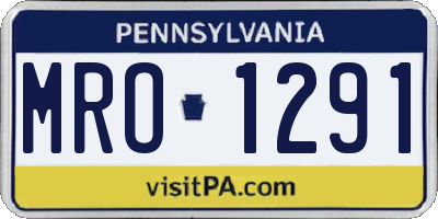 PA license plate MRO1291