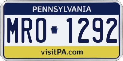 PA license plate MRO1292