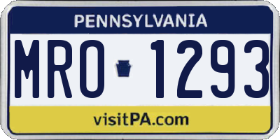 PA license plate MRO1293