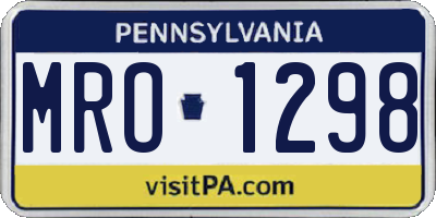 PA license plate MRO1298