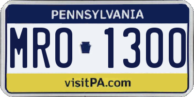 PA license plate MRO1300