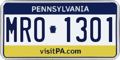 PA license plate MRO1301