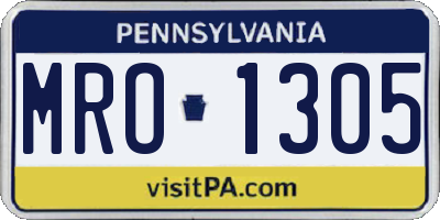 PA license plate MRO1305