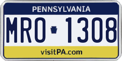 PA license plate MRO1308