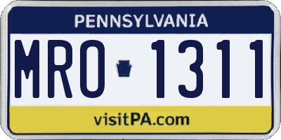 PA license plate MRO1311