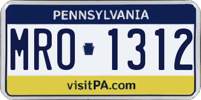 PA license plate MRO1312
