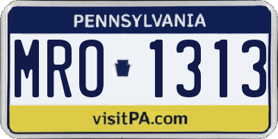 PA license plate MRO1313