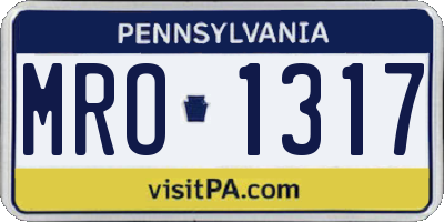 PA license plate MRO1317
