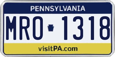 PA license plate MRO1318