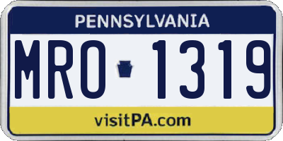 PA license plate MRO1319