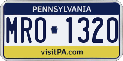 PA license plate MRO1320