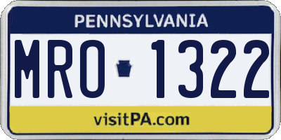 PA license plate MRO1322