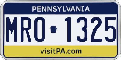 PA license plate MRO1325