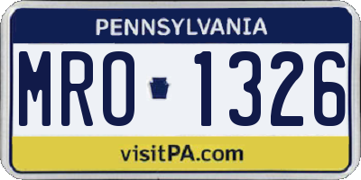 PA license plate MRO1326