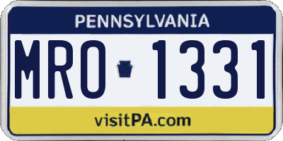 PA license plate MRO1331