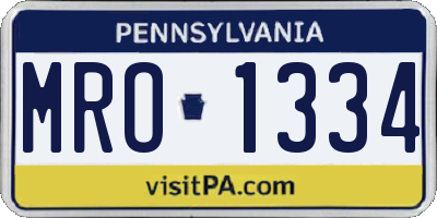PA license plate MRO1334