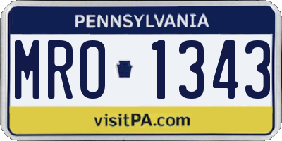 PA license plate MRO1343