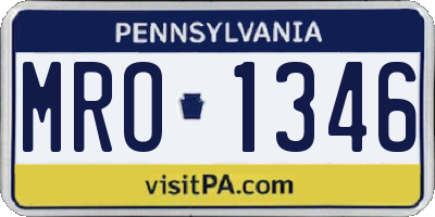 PA license plate MRO1346