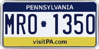 PA license plate MRO1350