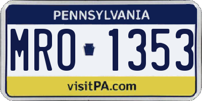 PA license plate MRO1353