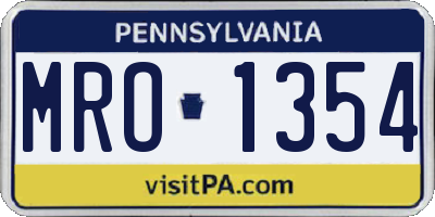 PA license plate MRO1354