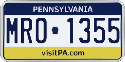 PA license plate MRO1355