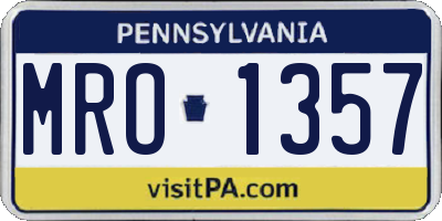 PA license plate MRO1357