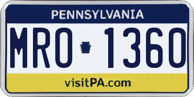 PA license plate MRO1360