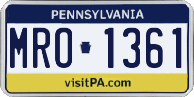 PA license plate MRO1361