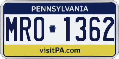 PA license plate MRO1362