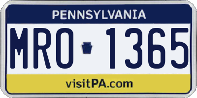 PA license plate MRO1365
