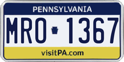 PA license plate MRO1367