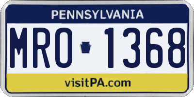PA license plate MRO1368