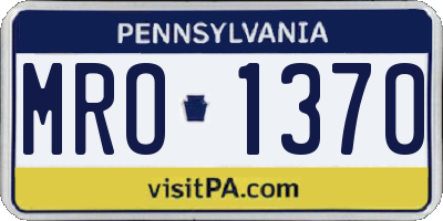 PA license plate MRO1370