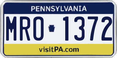 PA license plate MRO1372