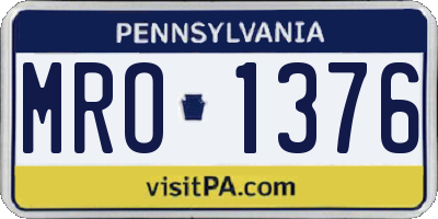 PA license plate MRO1376