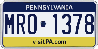 PA license plate MRO1378