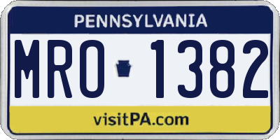 PA license plate MRO1382