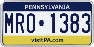 PA license plate MRO1383