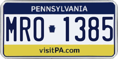 PA license plate MRO1385